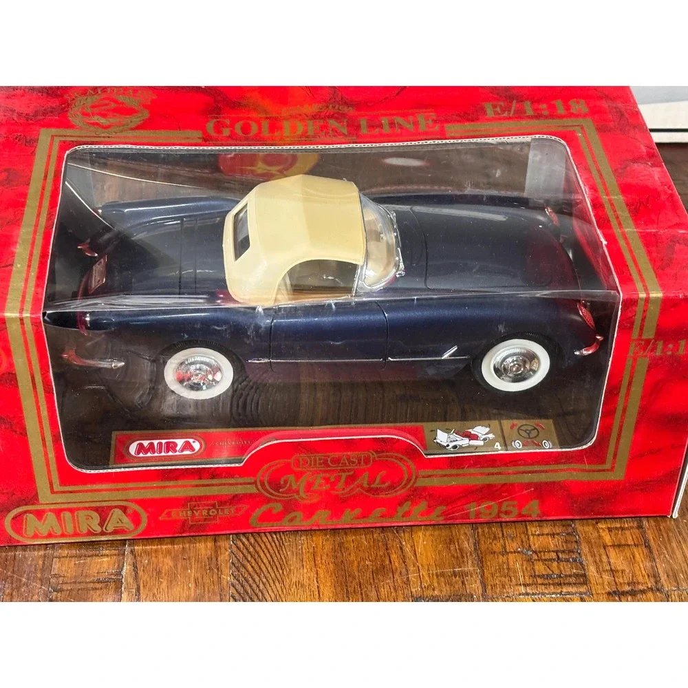 Mira 1:18 1954 Chevy Corvette Blue Soft Top Convertible Diecast Metal Car New